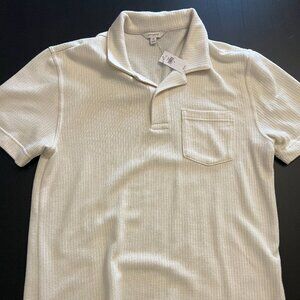 Banana Republic Factory Textured Stripe Polo – Cream (Size M)
